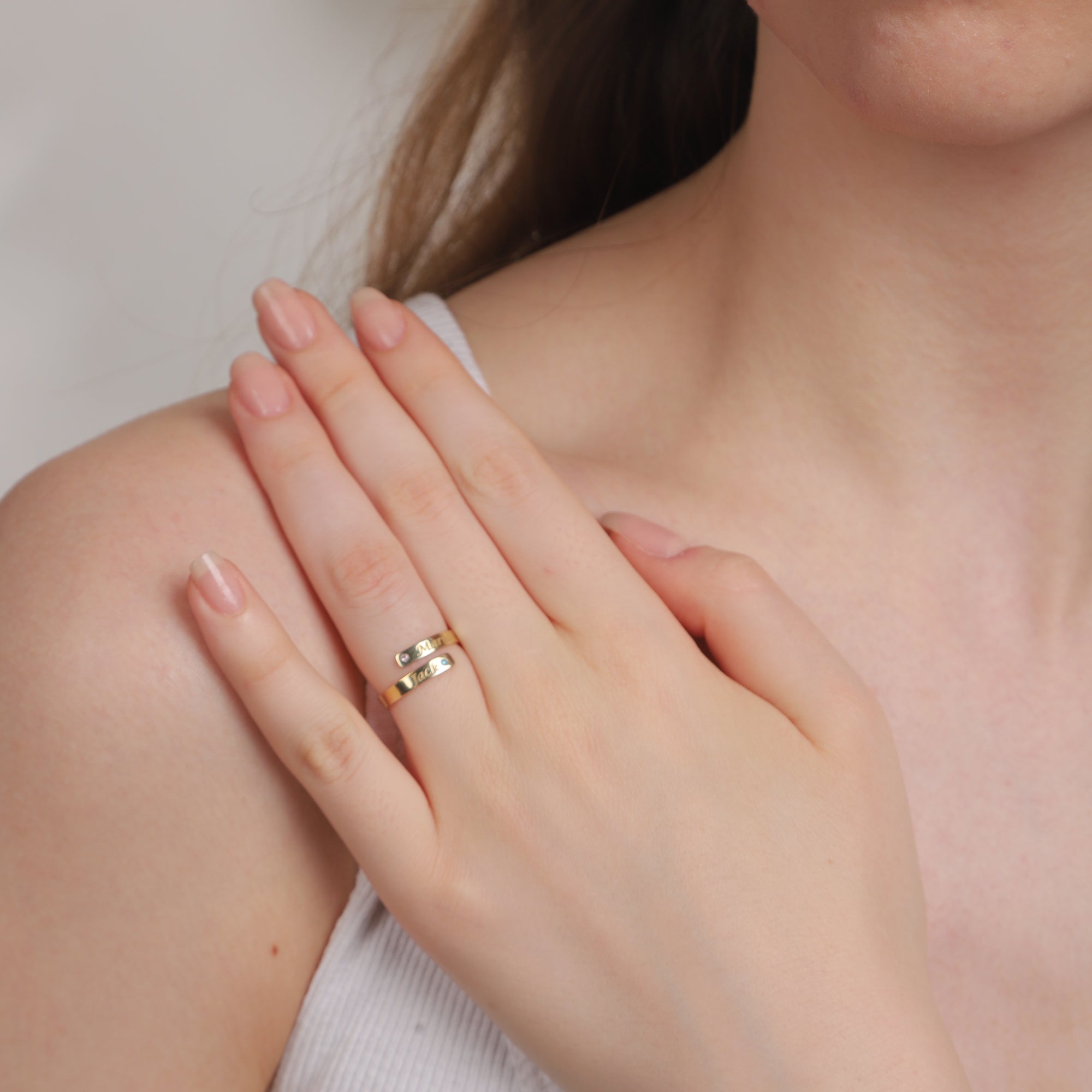 Personalized Open Band Ring – Engraved Gold Adjustable Ring