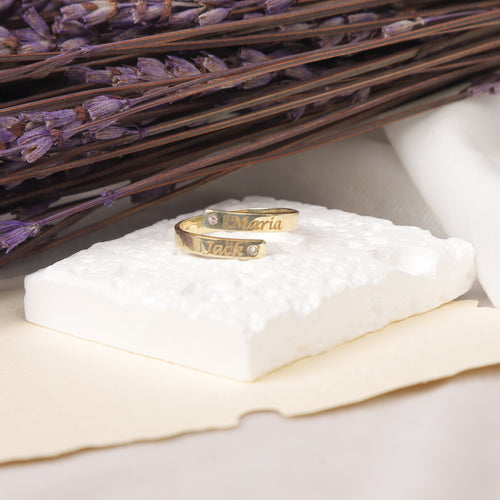Personalized Open Band Ring – Engraved Gold Adjustable Ring